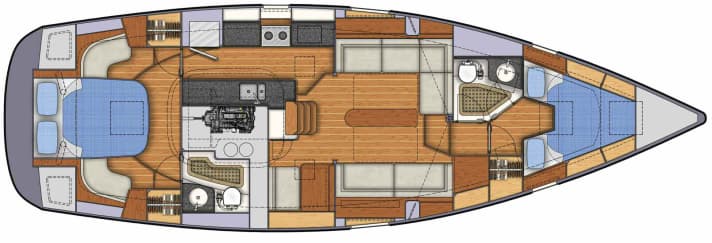   Avantage du cockpit central : grande chambre de propriétaire à l'arrière