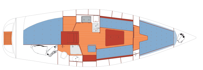   Things are also classic below deck on the Nordborg 34