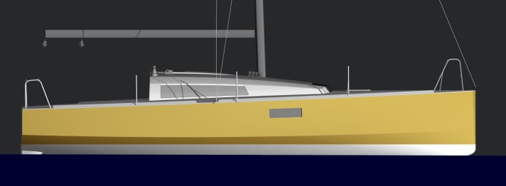   Pogo 30: straight stem, distinctive chine, right into the bow area, plenty of buoyancy in the foredeck