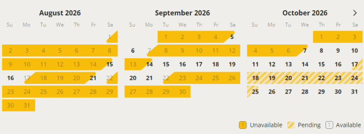 The booking overview for the “Bianca II”.