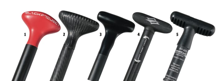 The different handle shapes for touring paddles