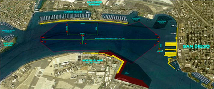  Le parcours de course possible au large de San Diego