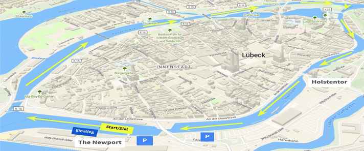 Der Streckenverlauf beim Sieben-Türme-Rennen führt ein- oder zweimal um Lübecks historische Altstadt