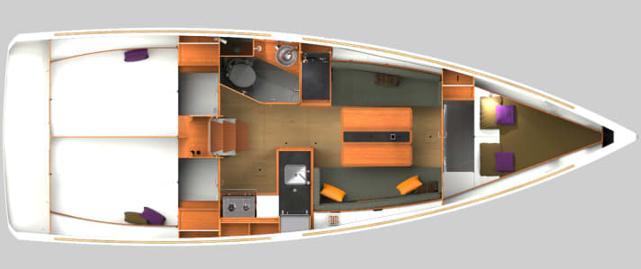   Sun Odyssey 349 avec trois cabines