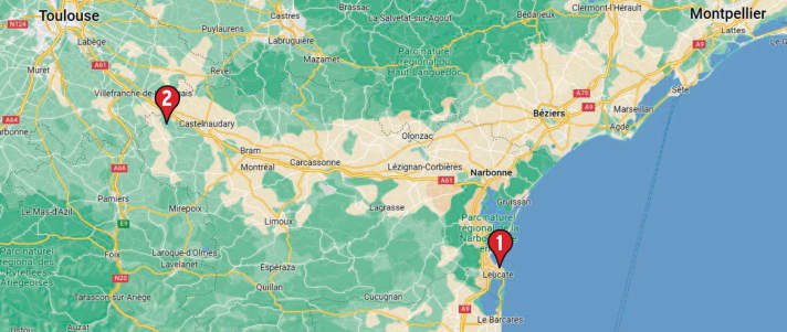 1. Leucate; 2. Lac de la Ganguise