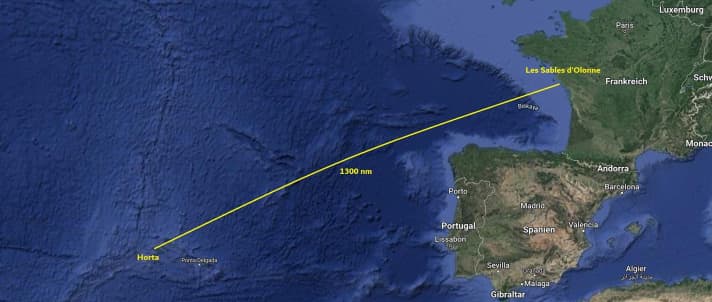   The course, which the miniists complete once from Les Sables-d'Olonne to Horta in the Azores and back again in two stages