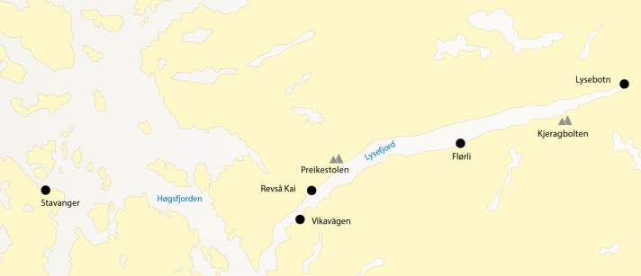Overview map Lysefjord | Map: YACHT