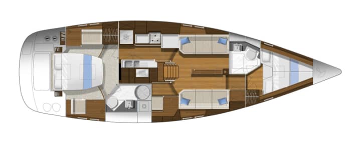   Classic centre cockpit layout with large aft owner's cabin