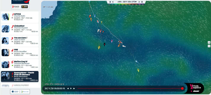   The positions of the leading group at 4:00 UTC