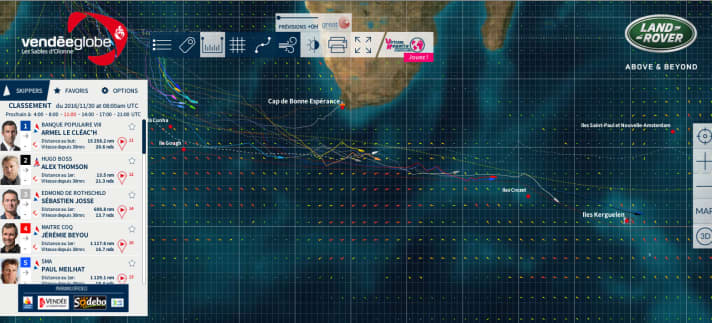   Situation de la course ce matin à 9 heures