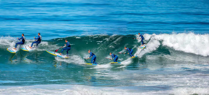 SUP riding technique Wave: wave riding frontside