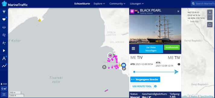   In Montenegro befindet sich derzeit die zweitgrößte Segelyacht der Welt, die "Black Pearl".