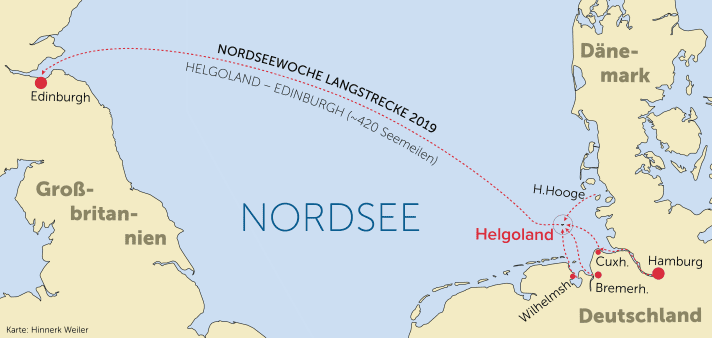  Il percorso della gara da Helgoland a Edimburgo