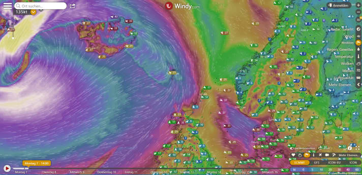   Le week-end dernier, les prévisions de vent ont laissé Windy à court de couleurs, tant les rafales devaient être fortes.