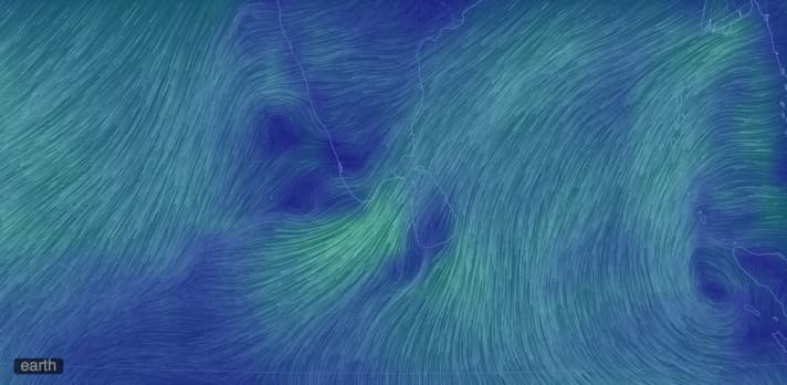   The current wind situation: The jet between India and Sri Lanka and the island's coverage zone