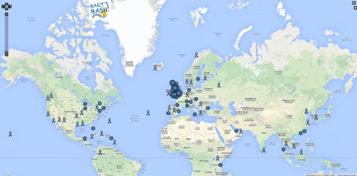   The worldwide distribution of the clubs registered so far