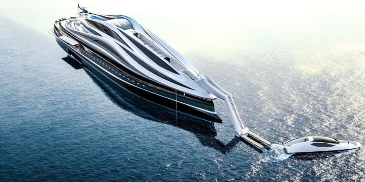 „Avanguardia“: Das Ruderhaus ist ein voll ausgestattetes Beiboot, das über einen 20 Meter langen „Hals“ gewassert wird. | d.