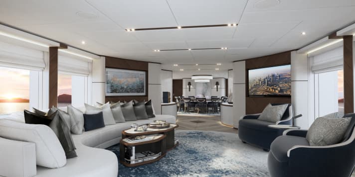Hauptsalon: Das „Sapphire“-Interior entspringt den Rechnern von Cristiano Gatto. | o.