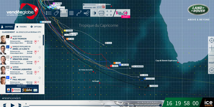   Situation de la course ce matin à 9h