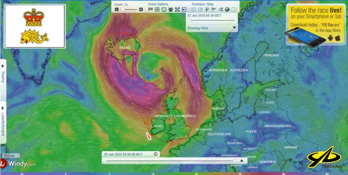 Lots of wind from the front: Manthos off the south-west coast of Ireland this morning