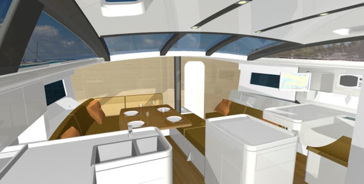   Viel Raum für Salon, Navi und Pantry