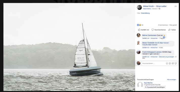   Facebook-Post vom späteren Siegerboot