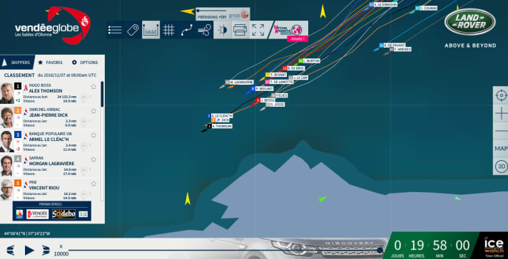   Situation de la course ce matin à 8 heures