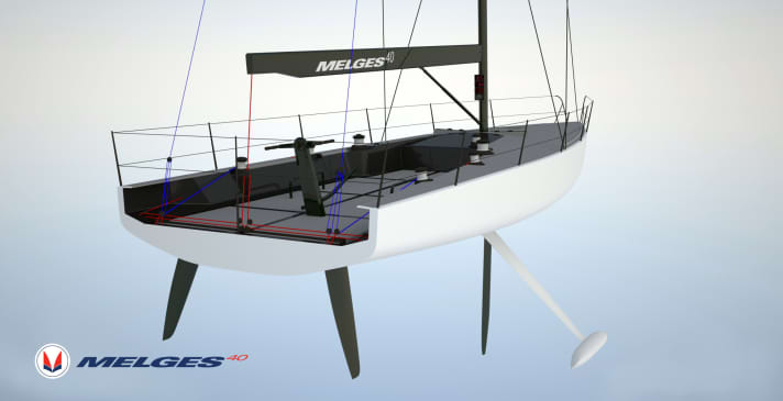   Lots of movement: two rudders, tilting keel, centreboard