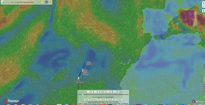   La situazione prevista tra dodici ore. La situazione di stallo che devono attraversare è chiaramente visibile.