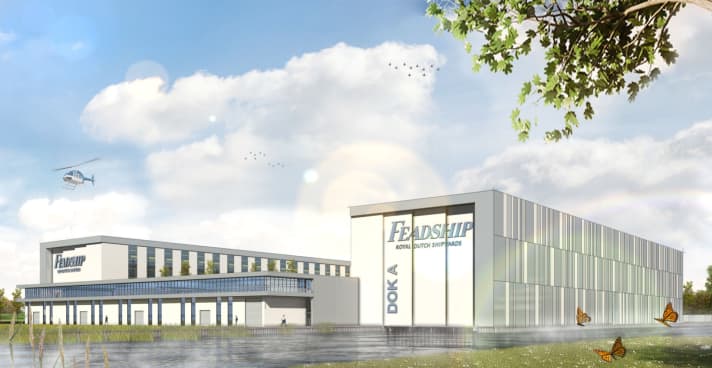 Makkum-Erweiterung: Die Feadship-Fertigung wird um eine Halle sowie um dazwischenliegende Büros und Werkstätten erweitert. | t.