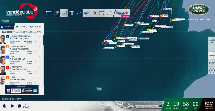   Situation de la course ce matin à 8 heures