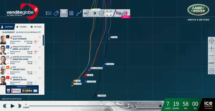   Situation de la course ce matin à 9h