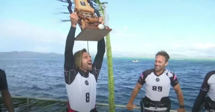 Sieger Camille Juban und der Drittplatzierte Robby Swift