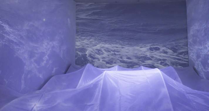 The high seas, simulated with words and sound in the exhibition