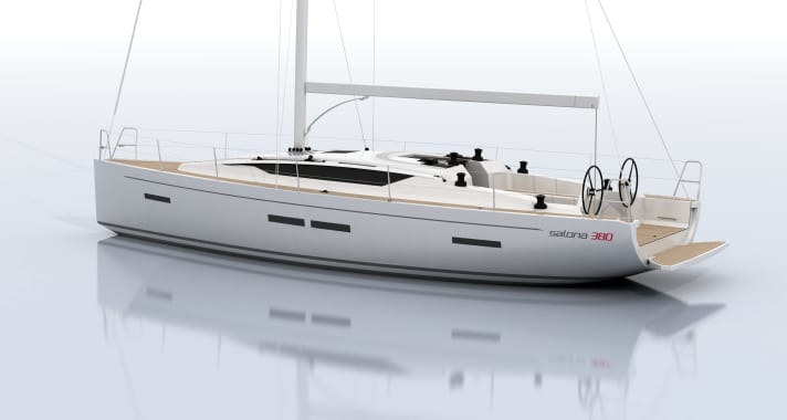   Salona 380. Die klappbare Badeplattform wird es als Option geben