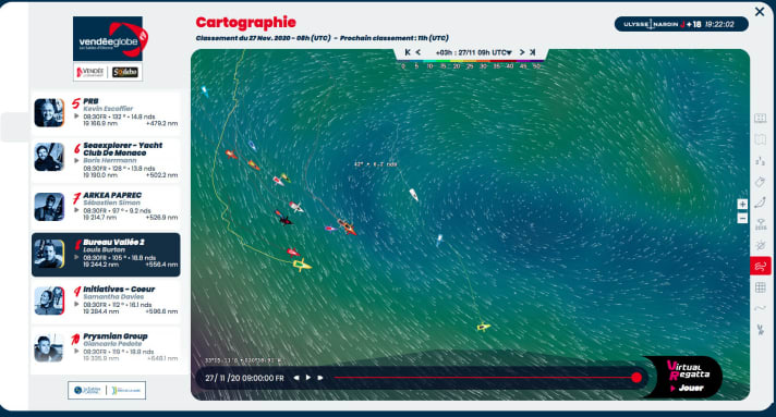   Situation de la course ce matin à 09:00