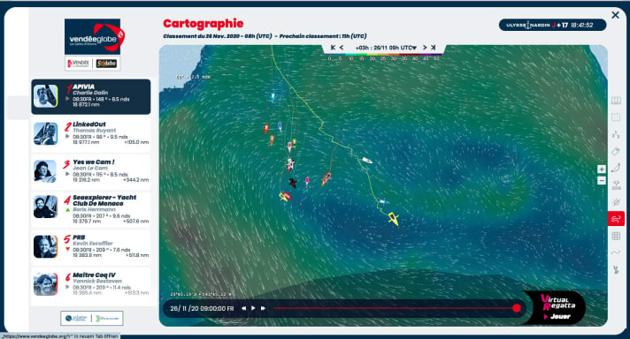   Situation de la course ce matin à 9h