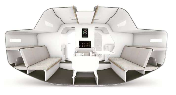 Sofas, table and cupboards, hull window gar: J/V 43 | Illustration: Judel/Vrolijk