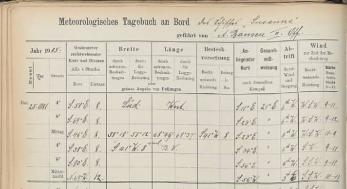   Les enregistrements originaux du voyage fatal à bord de la "Susanna".