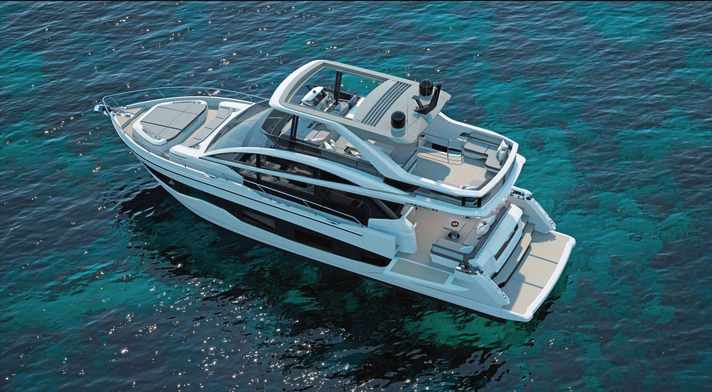 Pearl 63: The foredeck lounge is variable, as is the cockpit. Mobile bulwarks extend the space there.