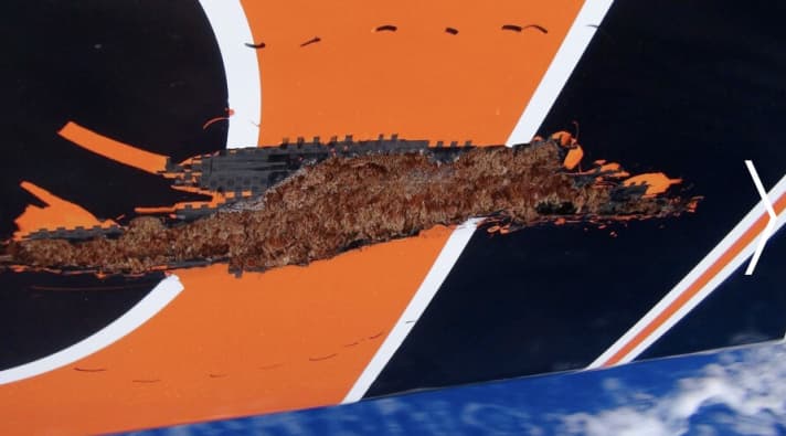   The damage after ramming