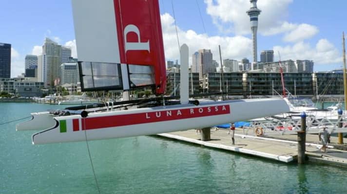   On the hook: The launch of the AC 45 with a lot of the well-known red of the sponsor Prada