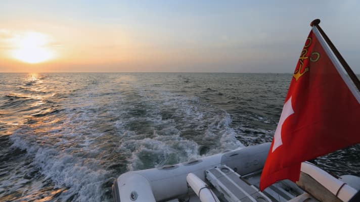 Stern water of the "Rolling Swiss 2"