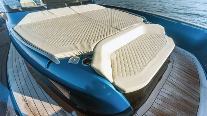 Seating and reclining areas await in the bow