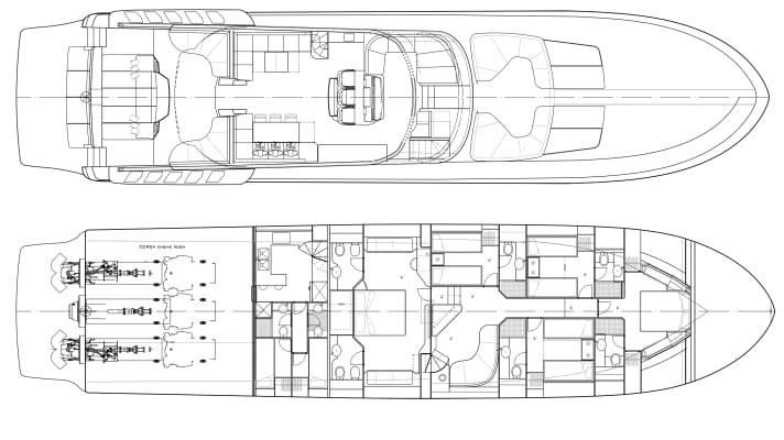 Fünf Kabinen: Der Eigner wählte ein Layout mit der maximal möglichen Anzahl an Suiten. Sein Reich liegt zentral und direkt vor der Crew