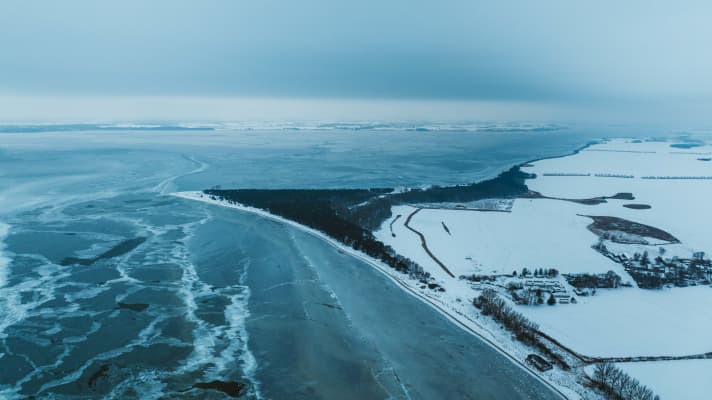 There were great conditions for curling or ice skating. Very few people would probably have thought of wingfoiling here
