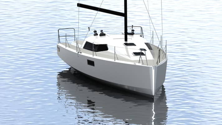   Aggressive look: stepped cabin superstructure, chines up to the bow