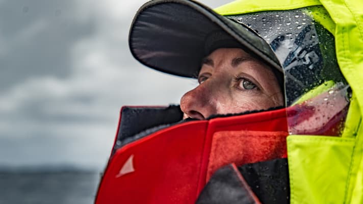   A brief moment of peace for Vestas sailor Hannah Diamond