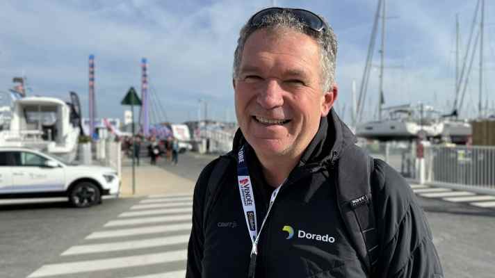 Jure Jerman la semaine dernière aux Sables d'Olonne avant ses entretiens avec les meilleurs skippers du Vendée Globe