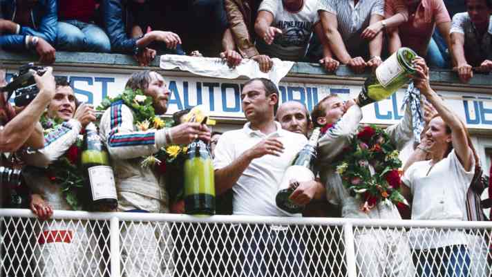 Jacky Ickx, Jürgen Barth, Hurley Haywood (von links nach rechts), 24 Stunden von Le Mans, 1977